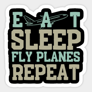 Vintage Eat Sleep Fly Planes Repeat Steward Flight Attendan Sticker